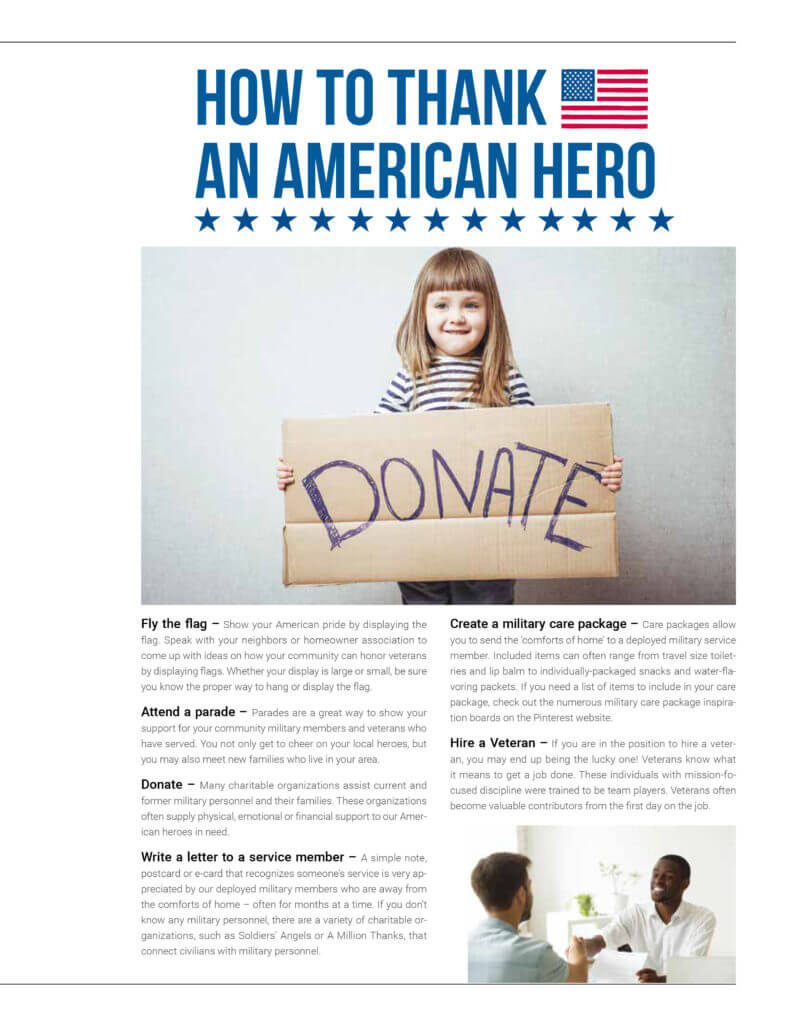 how to thank an american hero infographic